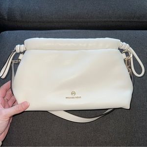 Michael Kors Lina Extra Small Crossbody Handbag Cream Color Vegan Faux Leather